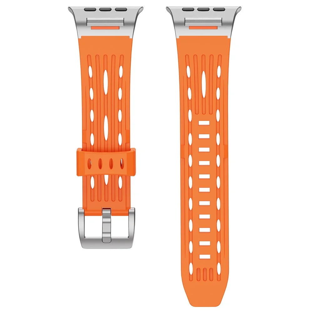 Multiple Holes Watch Strap for Apple Watch Ultra 3 2 1 49mm / Series 11 10 46mm / 9 8 7 45mm / SE3 SE2 SE 6 5 4 44mm / 3 2 1 42mm - Orange - 2