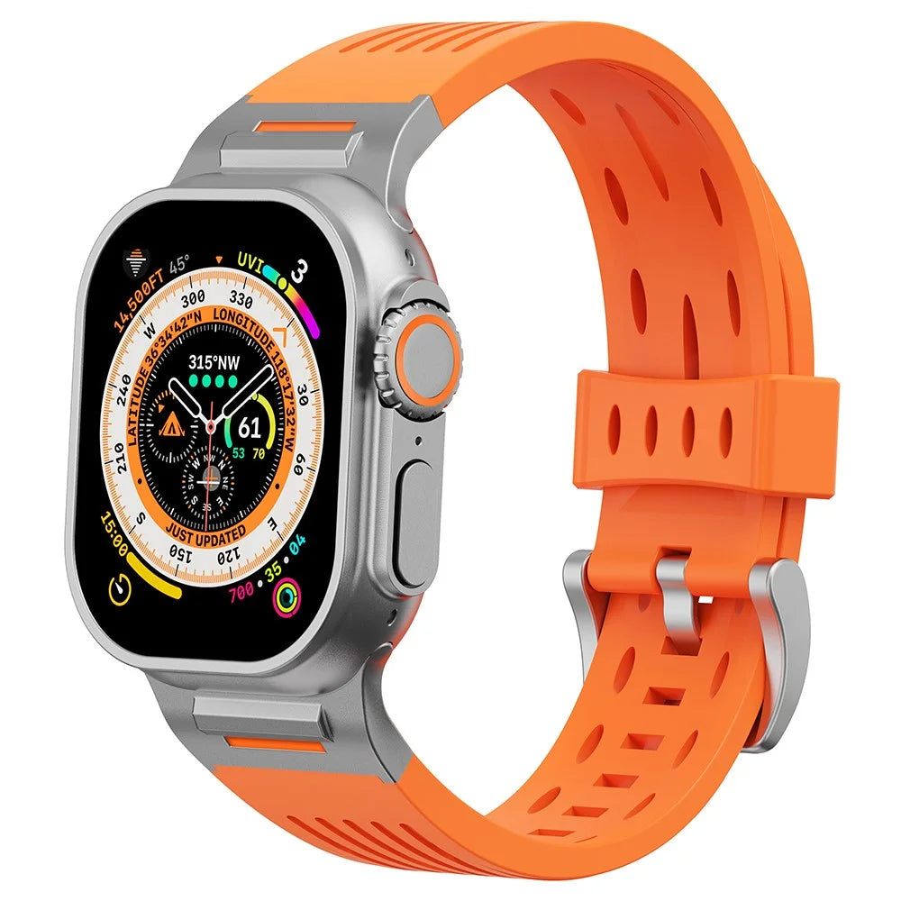 Multiple Holes Watch Strap for Apple Watch Ultra 3 2 1 49mm / Series 11 10 46mm / 9 8 7 45mm / SE3 SE2 SE 6 5 4 44mm / 3 2 1 42mm - Orange - 5