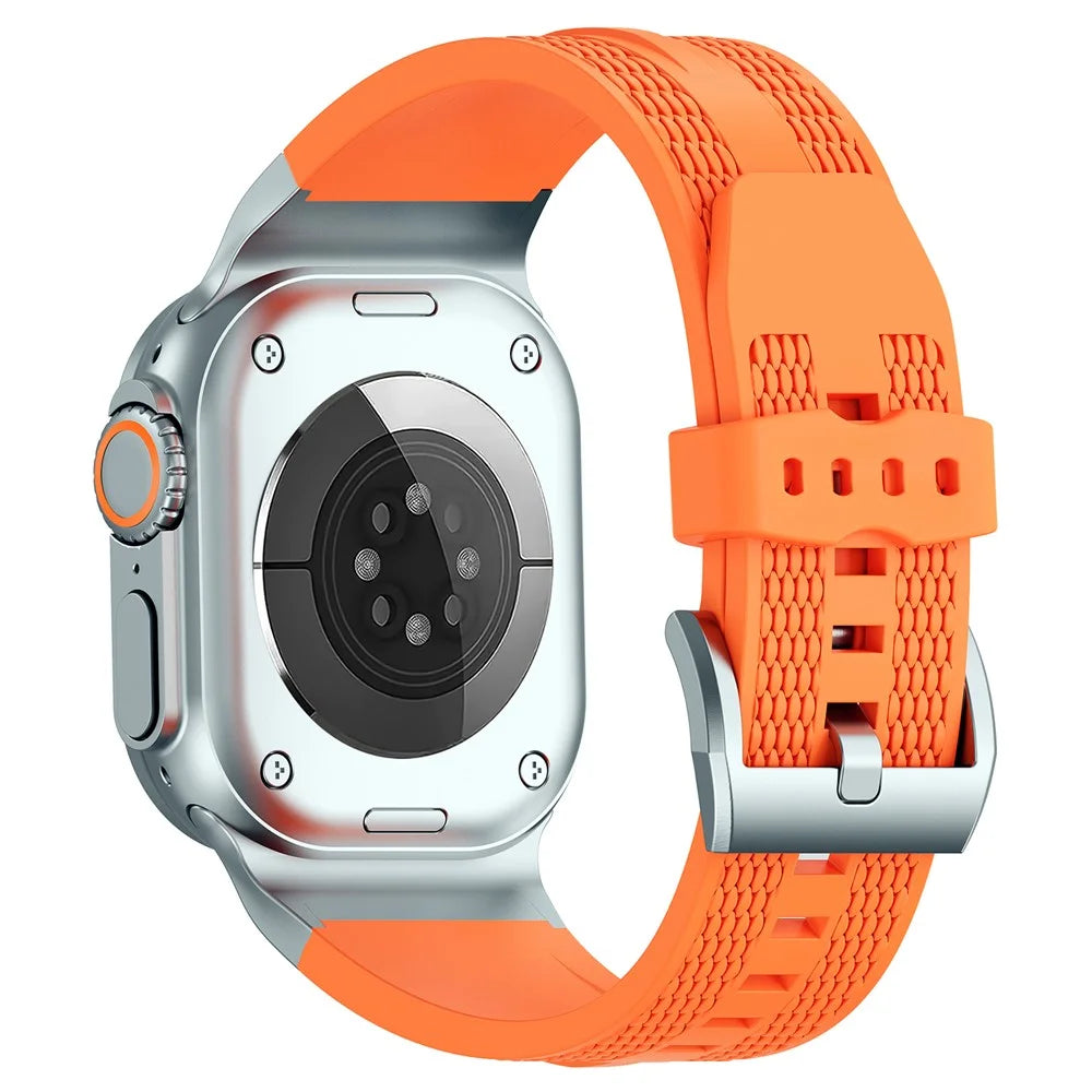 Sports Liquid Silicone Strap for Apple Watch Ultra 3 2 1 49mm / Series 11 10 46mm / 9 8 7 45mm / SE3 SE2 SE 6 5 4 44mm / 3 2 1 42mm - Orange - 1