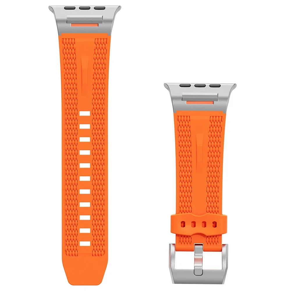 Sports Liquid Silicone Strap for Apple Watch Ultra 3 2 1 49mm / Series 11 10 46mm / 9 8 7 45mm / SE3 SE2 SE 6 5 4 44mm / 3 2 1 42mm - Orange - 2