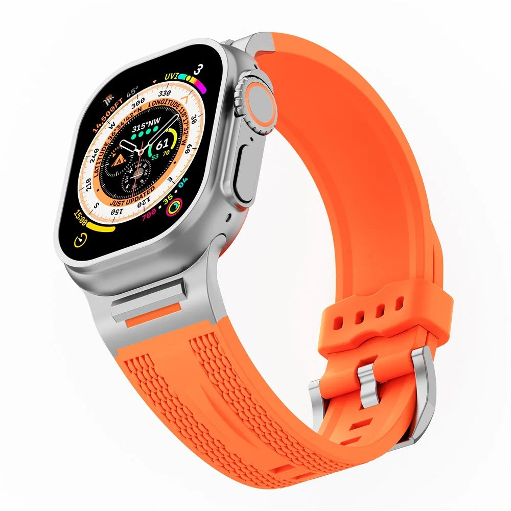 Sports Liquid Silicone Strap for Apple Watch Ultra 3 2 1 49mm / Series 11 10 46mm / 9 8 7 45mm / SE3 SE2 SE 6 5 4 44mm / 3 2 1 42mm - Orange - 3