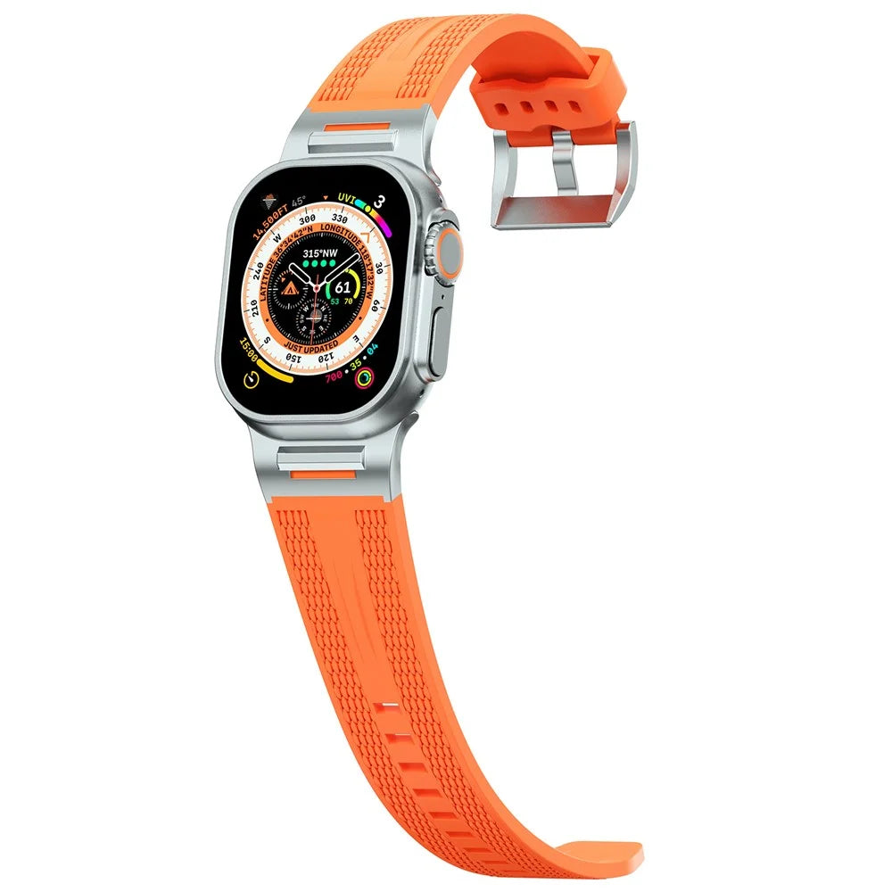 Sports Liquid Silicone Strap for Apple Watch Ultra 3 2 1 49mm / Series 11 10 46mm / 9 8 7 45mm / SE3 SE2 SE 6 5 4 44mm / 3 2 1 42mm - Orange - 4
