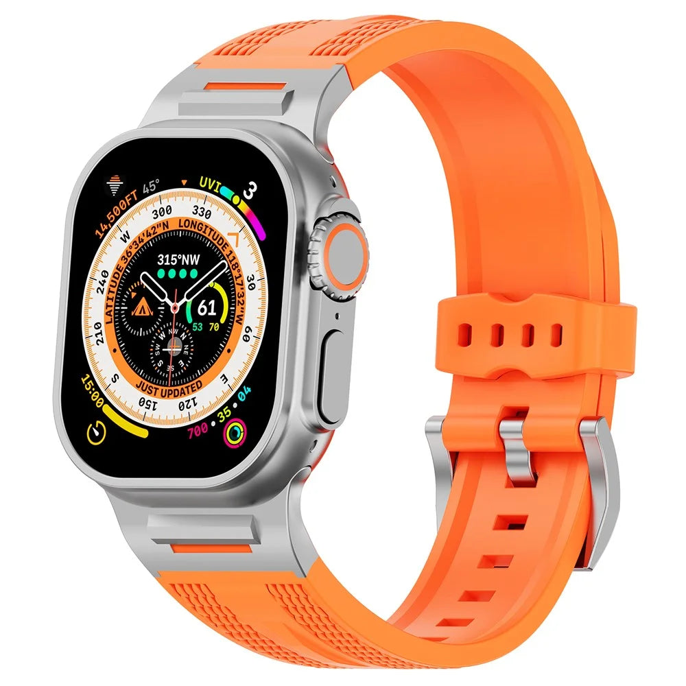 Sports Liquid Silicone Strap for Apple Watch Ultra 3 2 1 49mm / Series 11 10 46mm / 9 8 7 45mm / SE3 SE2 SE 6 5 4 44mm / 3 2 1 42mm - Orange - 5