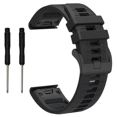 For Garmin Fenix 8 47mm  /  Fenix E 47mm  /  Fenix 7 Quick Release Watch Band Dual Color 22mm Silicone Wrist Strap - Black  /  Black - 1