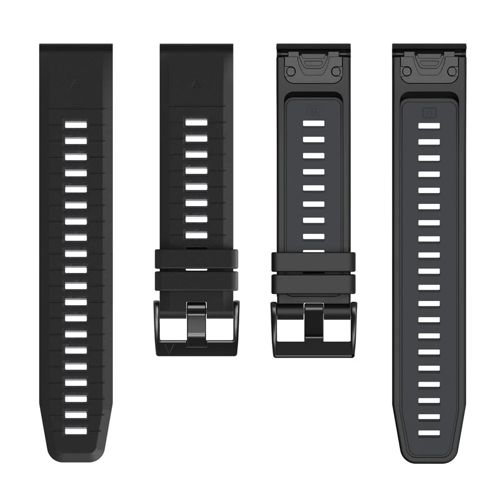 For Garmin Fenix 8 47mm  /  Fenix E 47mm  /  Fenix 7 Quick Release Watch Band Dual Color 22mm Silicone Wrist Strap - Black  /  Black - 2
