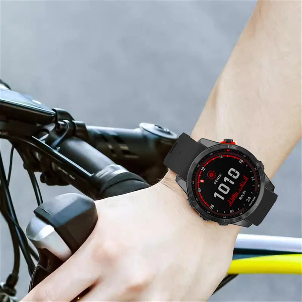 For Garmin Fenix 8 47mm  /  Fenix E 47mm  /  Fenix 7 Quick Release Watch Band Dual Color 22mm Silicone Wrist Strap - Black  /  Black - 5