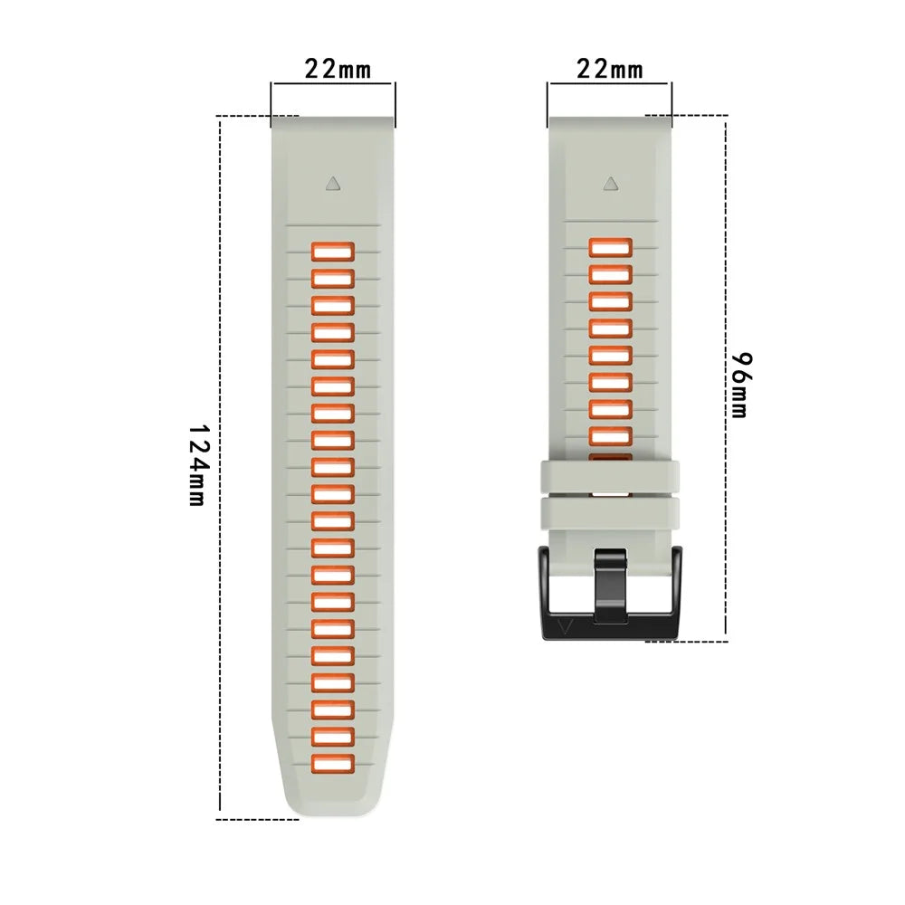 For Garmin Fenix 8 47mm  /  Fenix E 47mm  /  Fenix 7 Quick Release Watch Band Dual Color 22mm Silicone Wrist Strap - Black  /  Black - 6