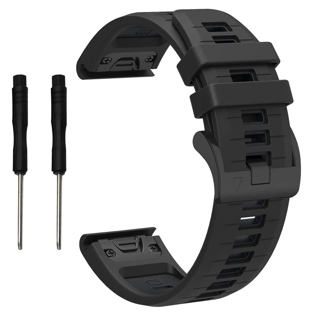 For Garmin Fenix 8 51mm / Enduro 3 / Fenix 7X / 7X Pro 51mm Quick Release Watch Band Dual Color 26mm Silicone Wrist Strap - Black - 1