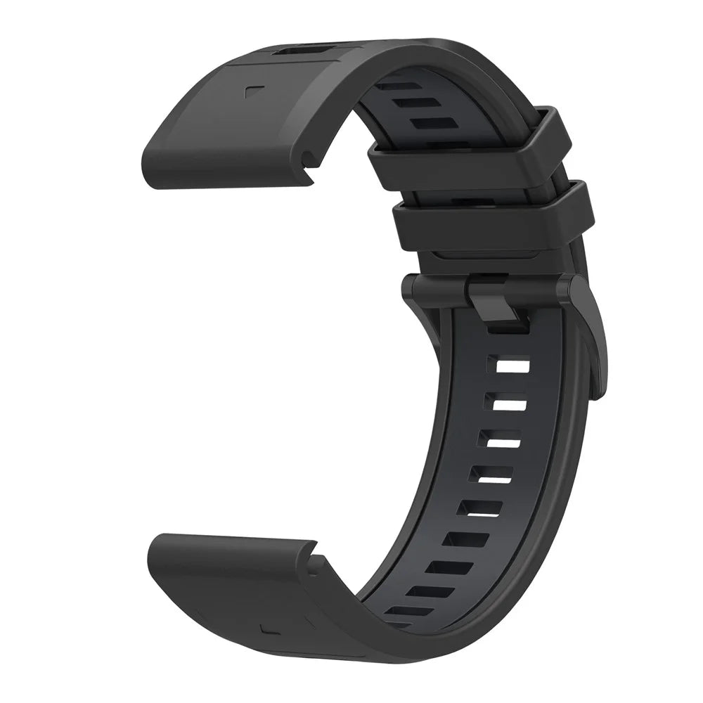 For Garmin Fenix 8 51mm / Enduro 3 / Fenix 7X / 7X Pro 51mm Quick Release Watch Band Dual Color 26mm Silicone Wrist Strap - Black - 3