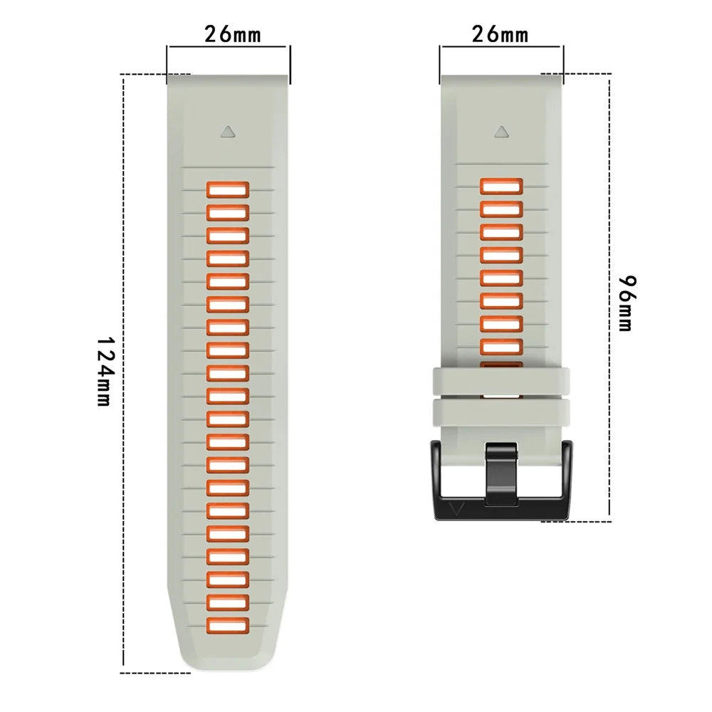 For Garmin Fenix 8 51mm / Enduro 3 / Fenix 7X / 7X Pro 51mm Quick Release Watch Band Dual Color 26mm Silicone Wrist Strap - Black - 6