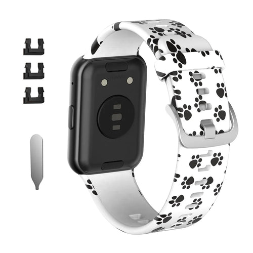 Pattern Printing Silicone Watch Band Strap Replacement for Huawei Watch Fit - Dog's Paw - 1