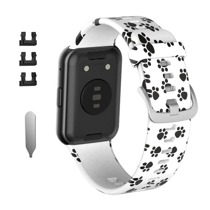 Pattern Printing Silicone Watch Band Strap Replacement for Huawei Watch Fit - Dog's Paw - 1