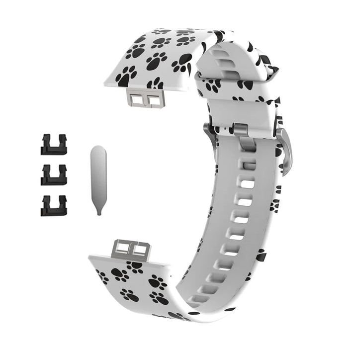 Pattern Printing Silicone Watch Band Strap Replacement for Huawei Watch Fit - Dog's Paw - 2