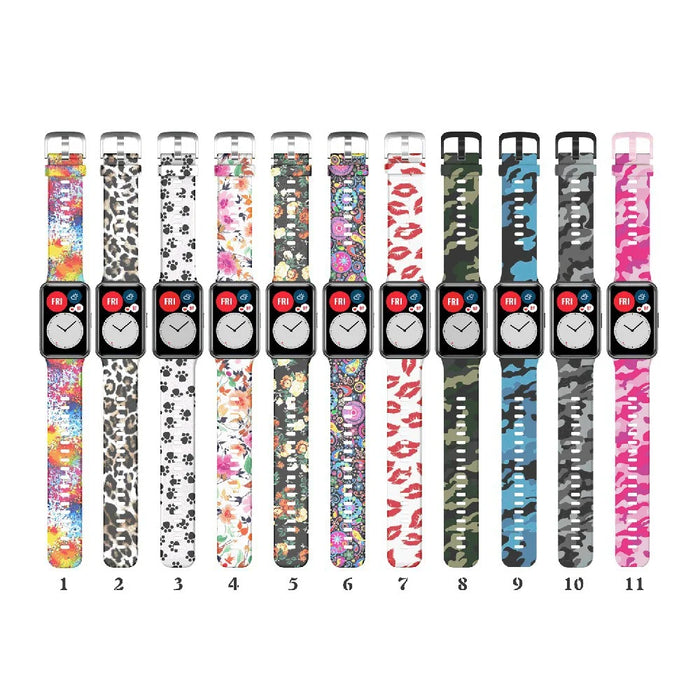 Pattern Printing Silicone Watch Band Strap Replacement for Huawei Watch Fit - Dog's Paw - 6