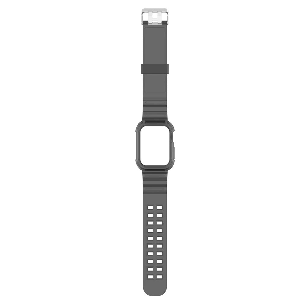 For Apple Watch Series 10 46mm Integrated Watch Band with Case Cover, Adjustable Watch Strap - Transparent Black - 2
