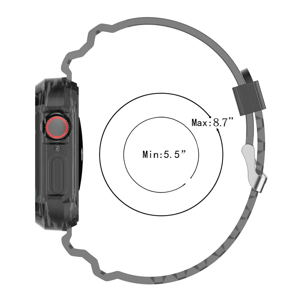 For Apple Watch Series 10 46mm Integrated Watch Band with Case Cover, Adjustable Watch Strap - Transparent Black - 7