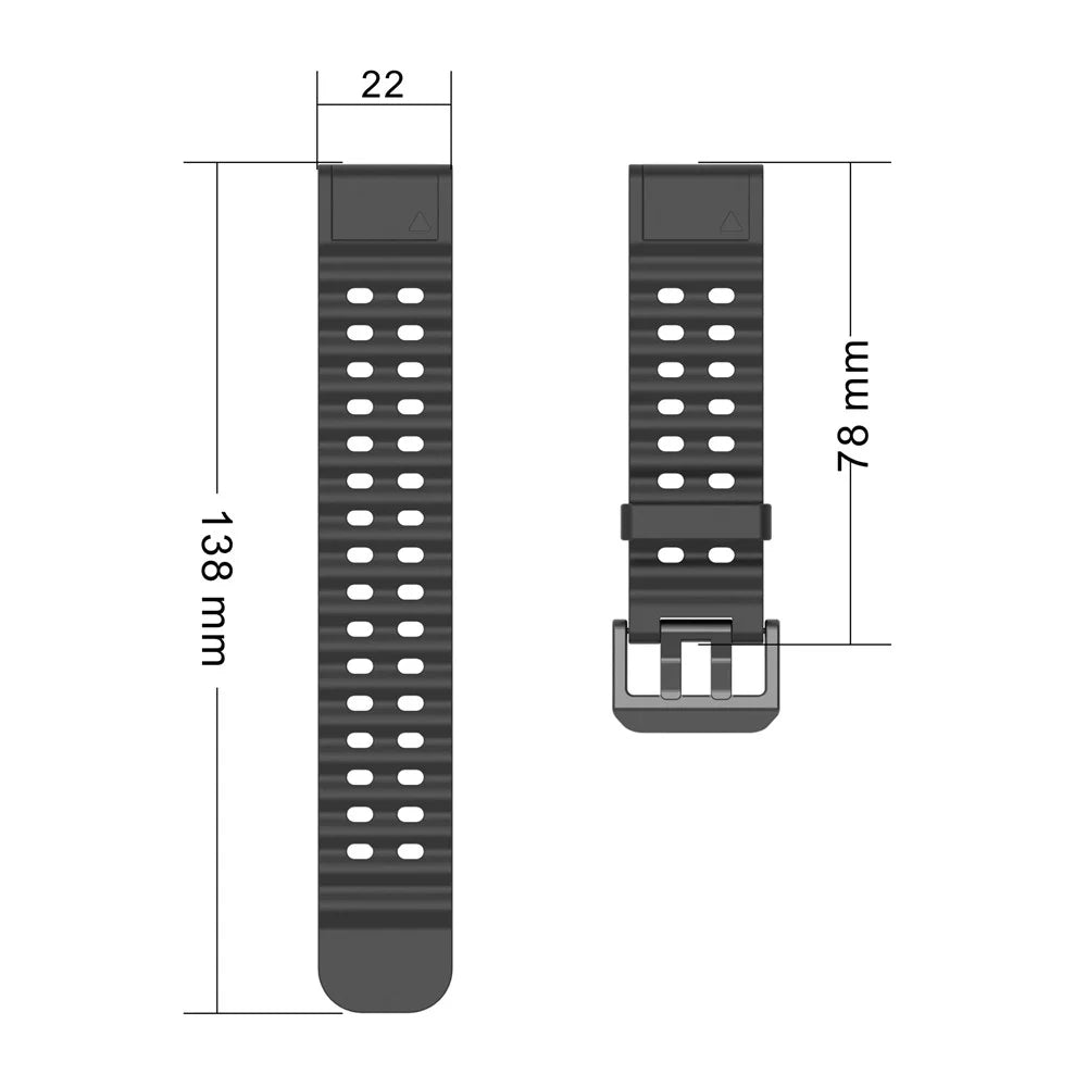 22mm Silicone Strap for Garmin Fenix 8 47mm / Fenix E 47mm / Quatix 7 Pro Multiple Holes Watchband - Black - 6