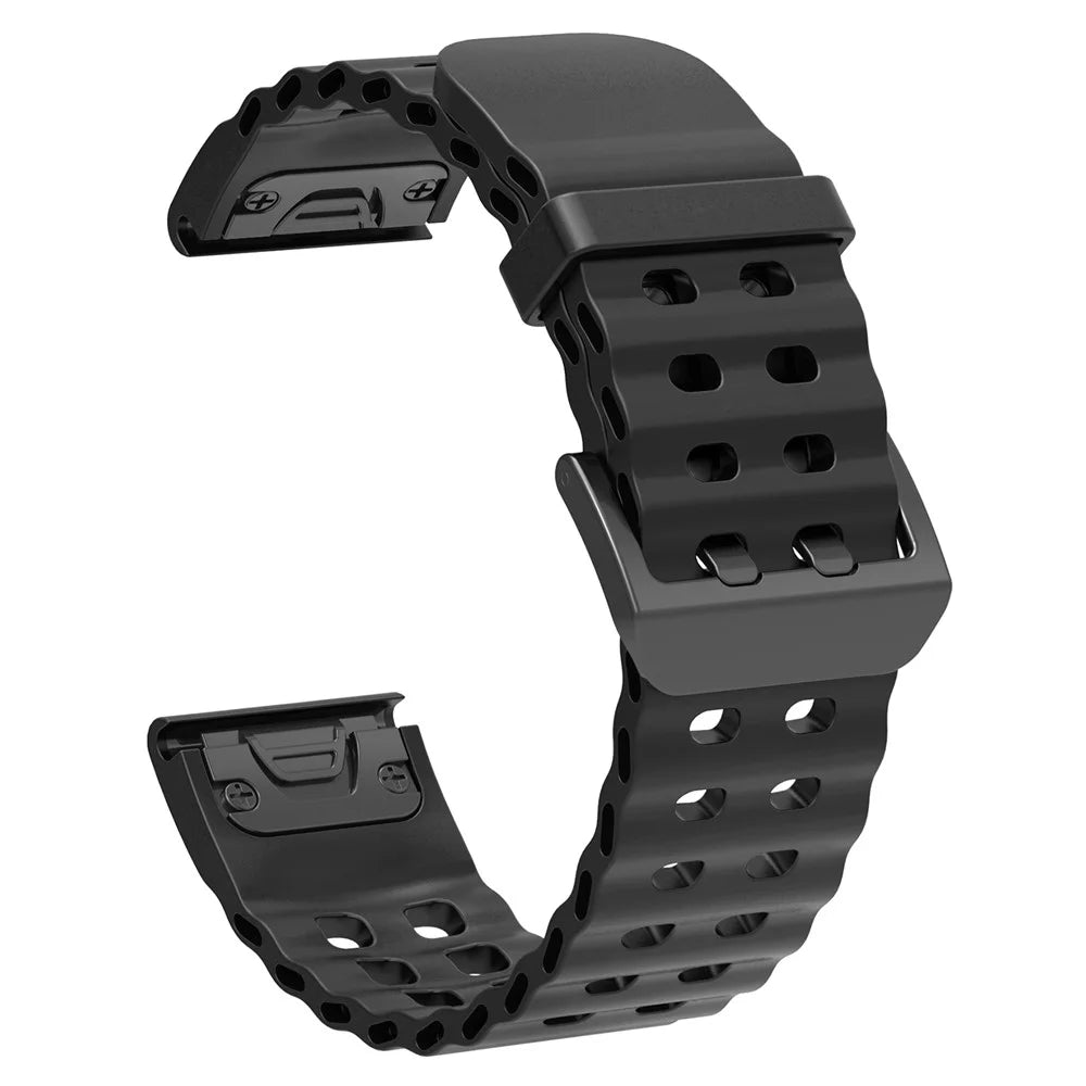 26mm Silicone Strap for Garmin Fenix 8 51mm / Enduro 3 / Instinct 2X Multiple Holes Watchband - Black - 1