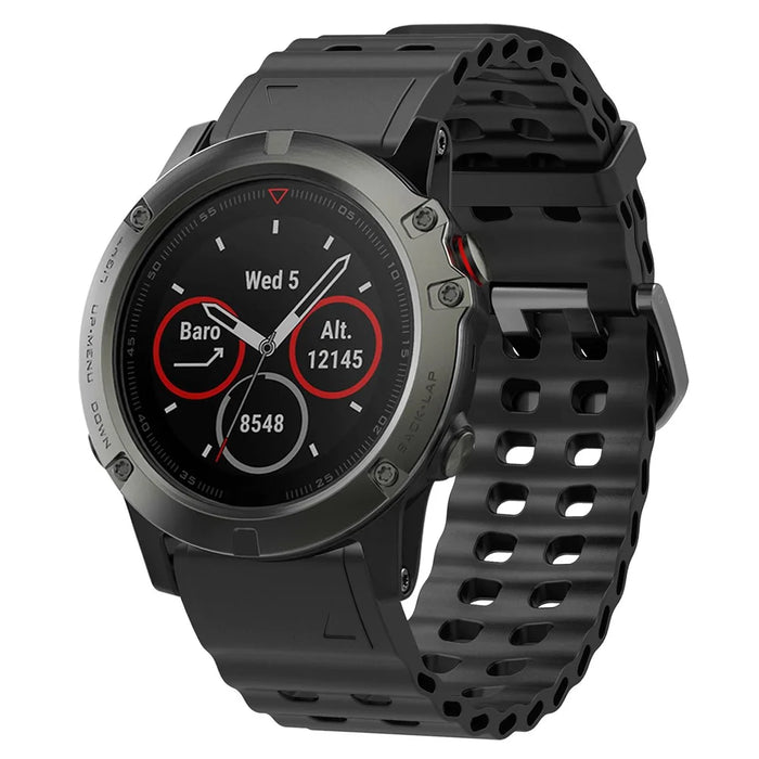 26mm Silicone Strap for Garmin Fenix 8 51mm / Enduro 3 / Instinct 2X Multiple Holes Watchband - Black - 4