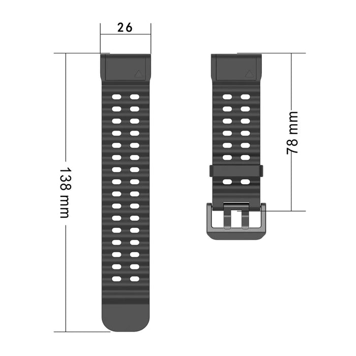 26mm Silicone Strap for Garmin Fenix 8 51mm / Enduro 3 / Instinct 2X Multiple Holes Watchband - Black - 6