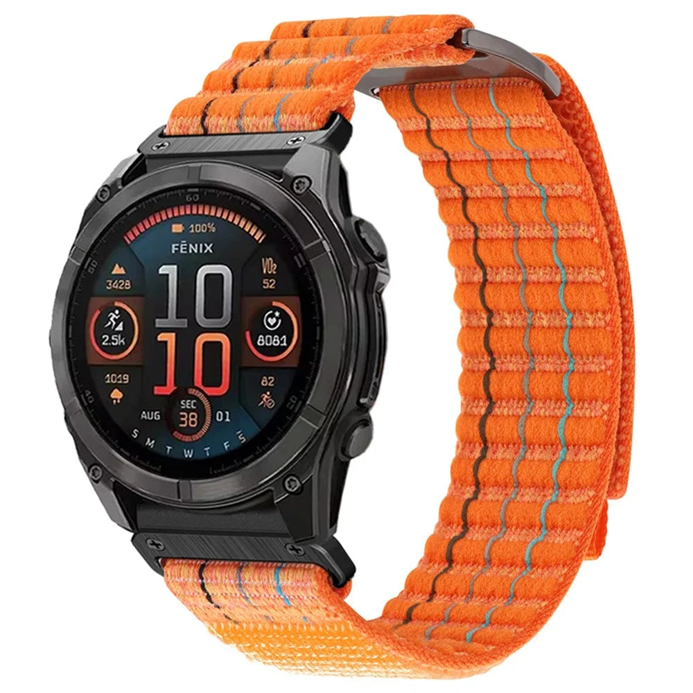 26mm Watch Band for Garmin Fenix 8 51mm / Enduro 3 / Enduro 2 Magic Tape Nylon Strap - Orange - 3