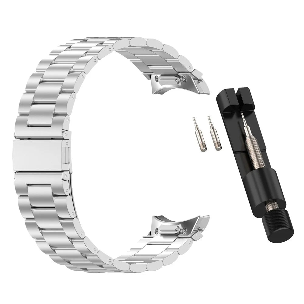 Watch Band for Samsung Galaxy Watch7  /  Watch6  /  Watch5  /  Watch4  /  Watch FE Stainless Steel Watch Strap with Removal Tool - Silver - 1