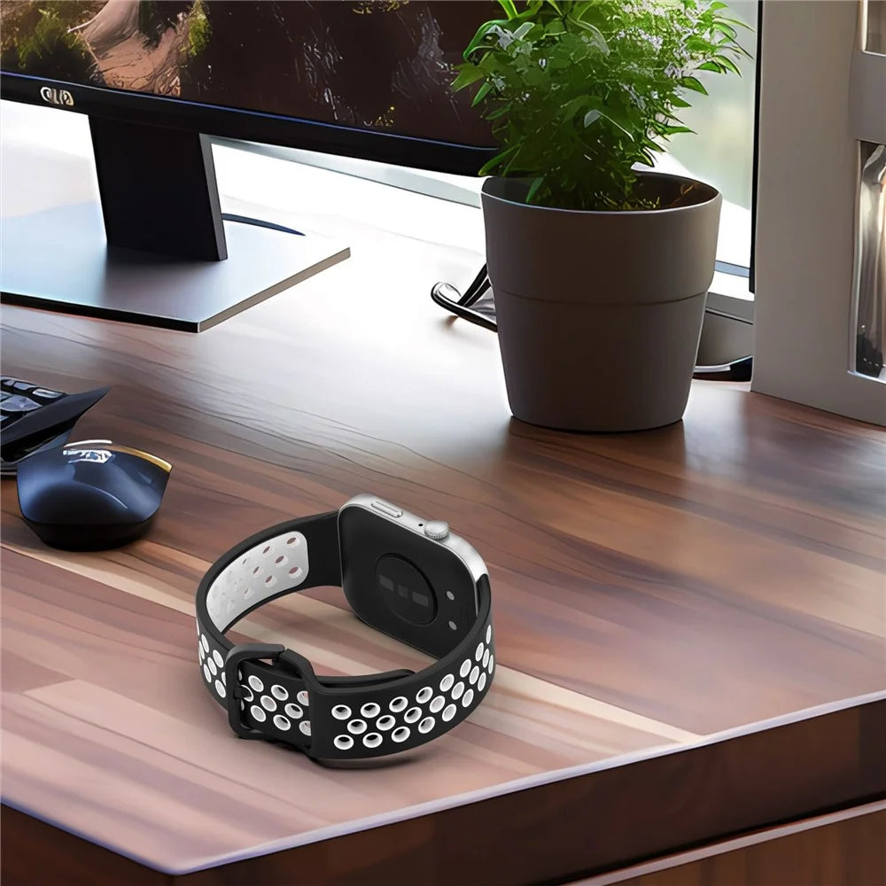For Huawei Watch Fit 3 Silicone Watch Band Dual Color Adjustable Watch Strap - Black White - 5
