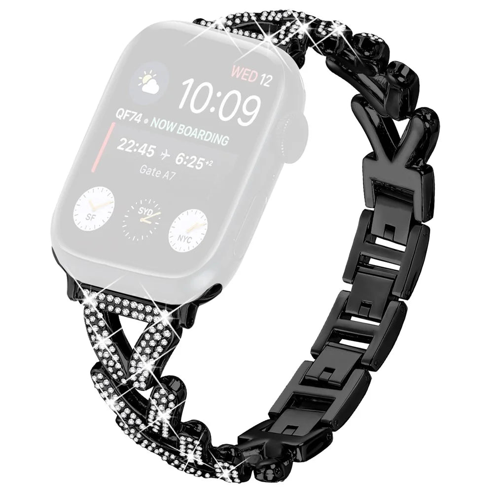 Zinc Alloy Twisted Watch Band for Apple Watch Series 11 10 42mm / 9 8 7 41mm / SE3 SE2 SE 6 5 4 40mm / 3 2 1 38mm - Black - 1