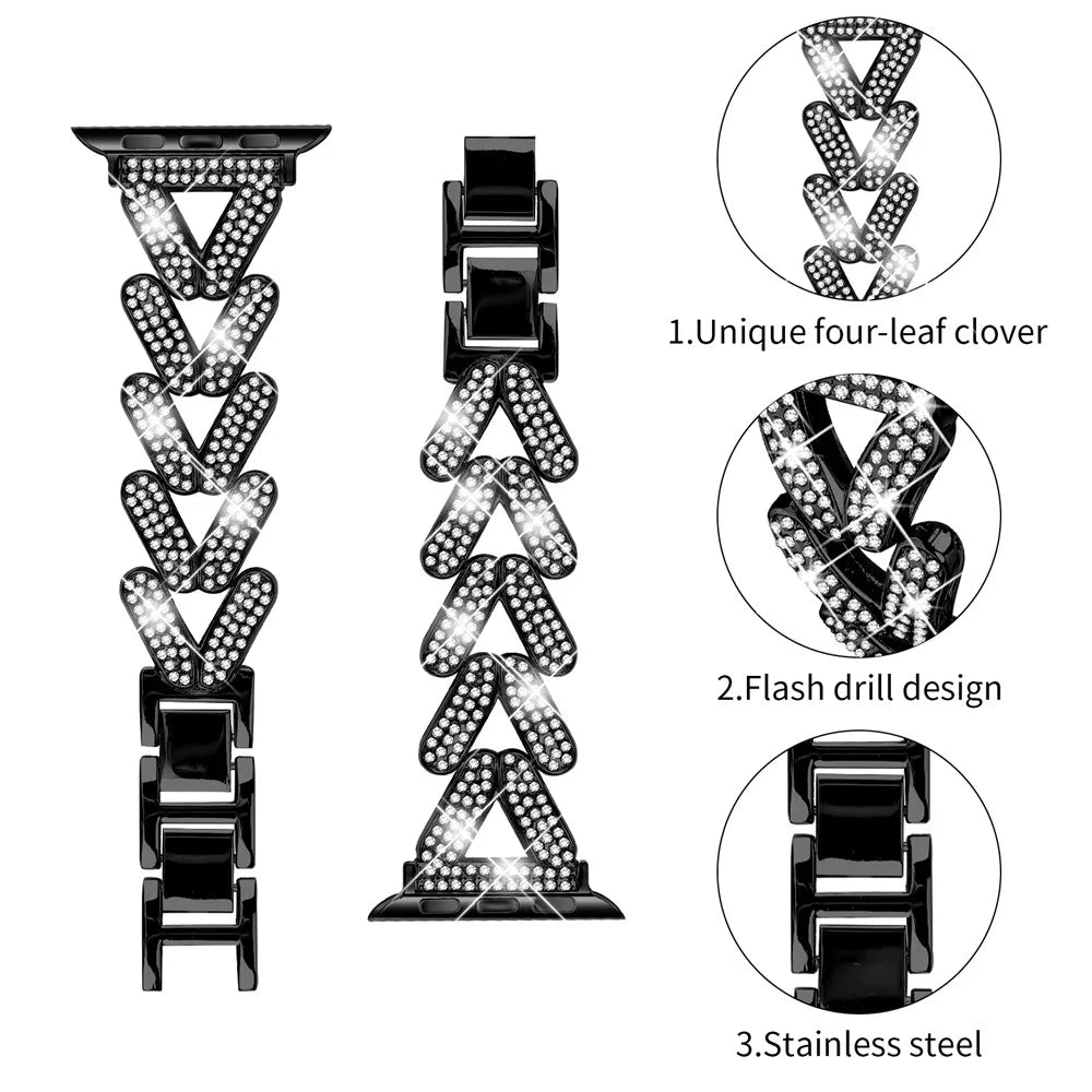 Zinc Alloy Twisted Watch Band for Apple Watch Series 11 10 42mm / 9 8 7 41mm / SE3 SE2 SE 6 5 4 40mm / 3 2 1 38mm - Black - 3