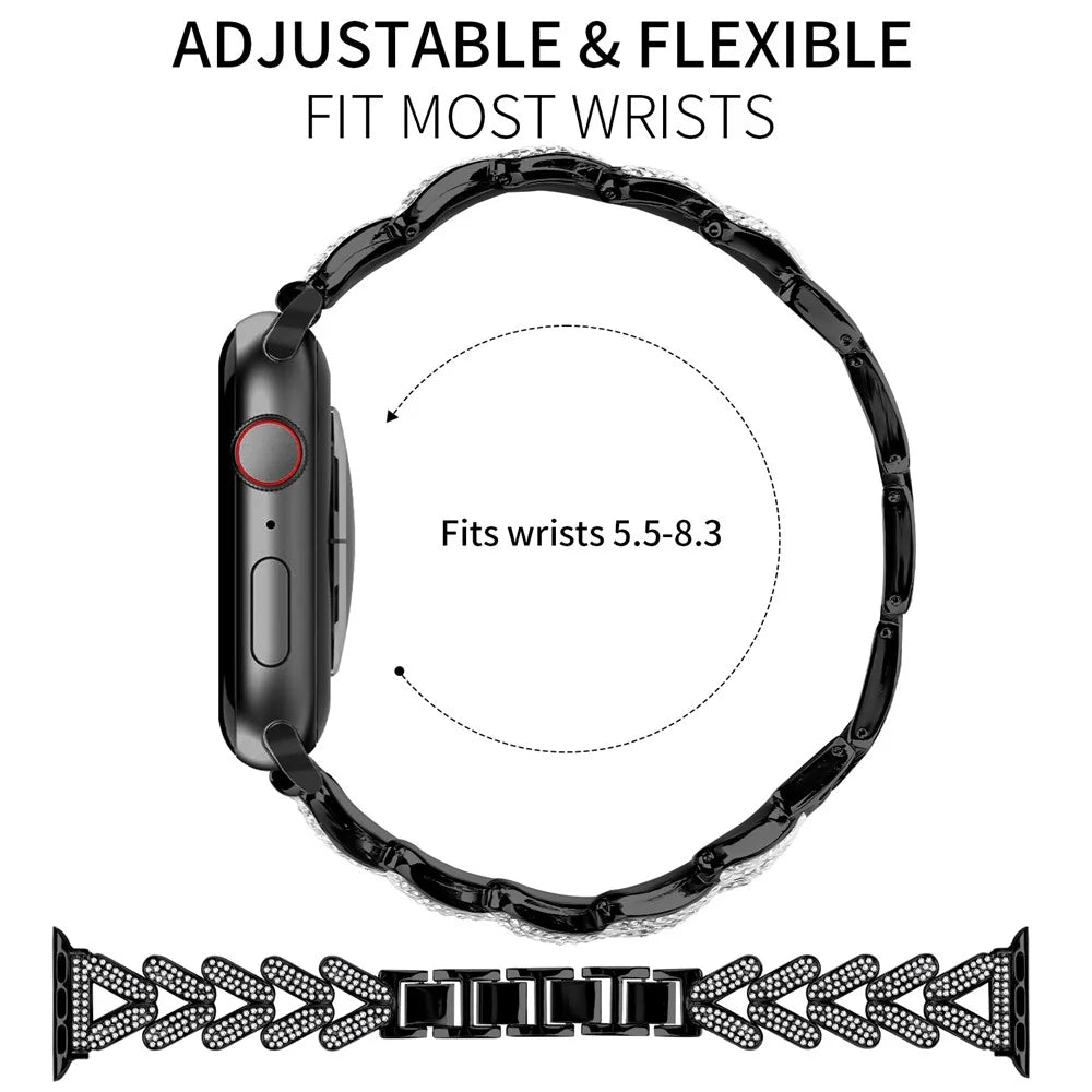 Zinc Alloy Twisted Watch Band for Apple Watch Series 11 10 42mm / 9 8 7 41mm / SE3 SE2 SE 6 5 4 40mm / 3 2 1 38mm - Black - 7