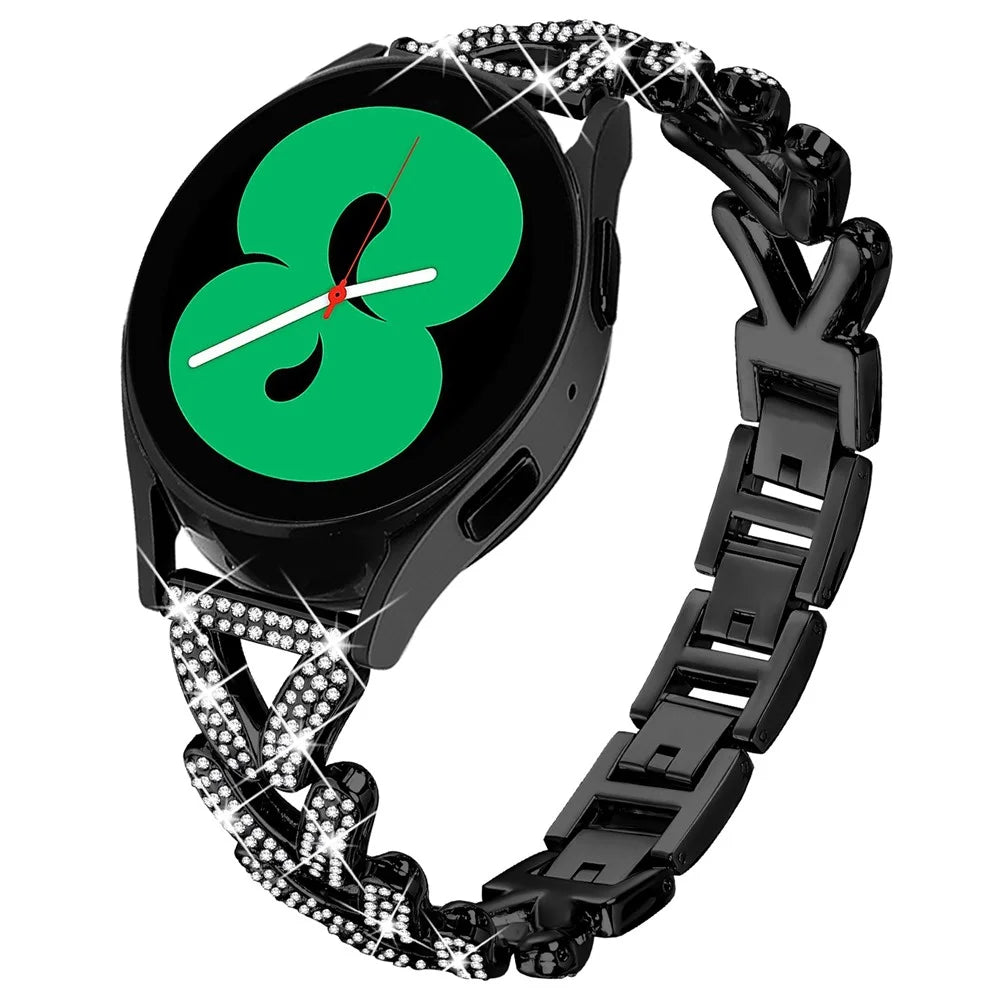Zinc Alloy Twisted Watch Band Rhinestone Decor for Samsung Galaxy Watch4 Classic 42mm  /  46mm Watch Strap Replacement - Black - 2
