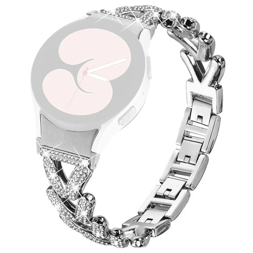 Zinc Alloy Watch Band Rhinestone Decor with Connector for Samsung Galaxy Watch4  /  Watch5 40mm  /  44mm  / 45mm Twisted Watch Strap - Silver - 1