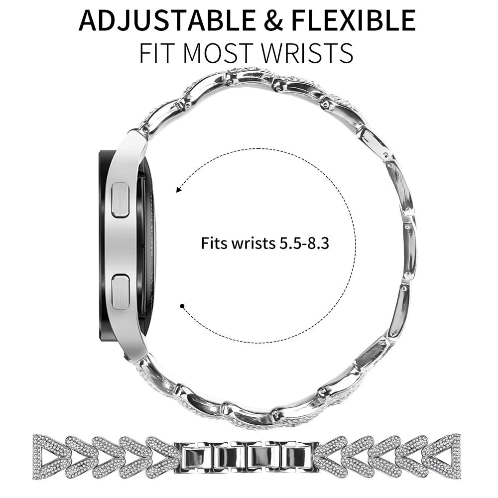 Zinc Alloy Twisted Watch Band Rhinestone Decor for Garmin Vivomove Style  /  GarminMove Style Watch Strap - Silver - 7