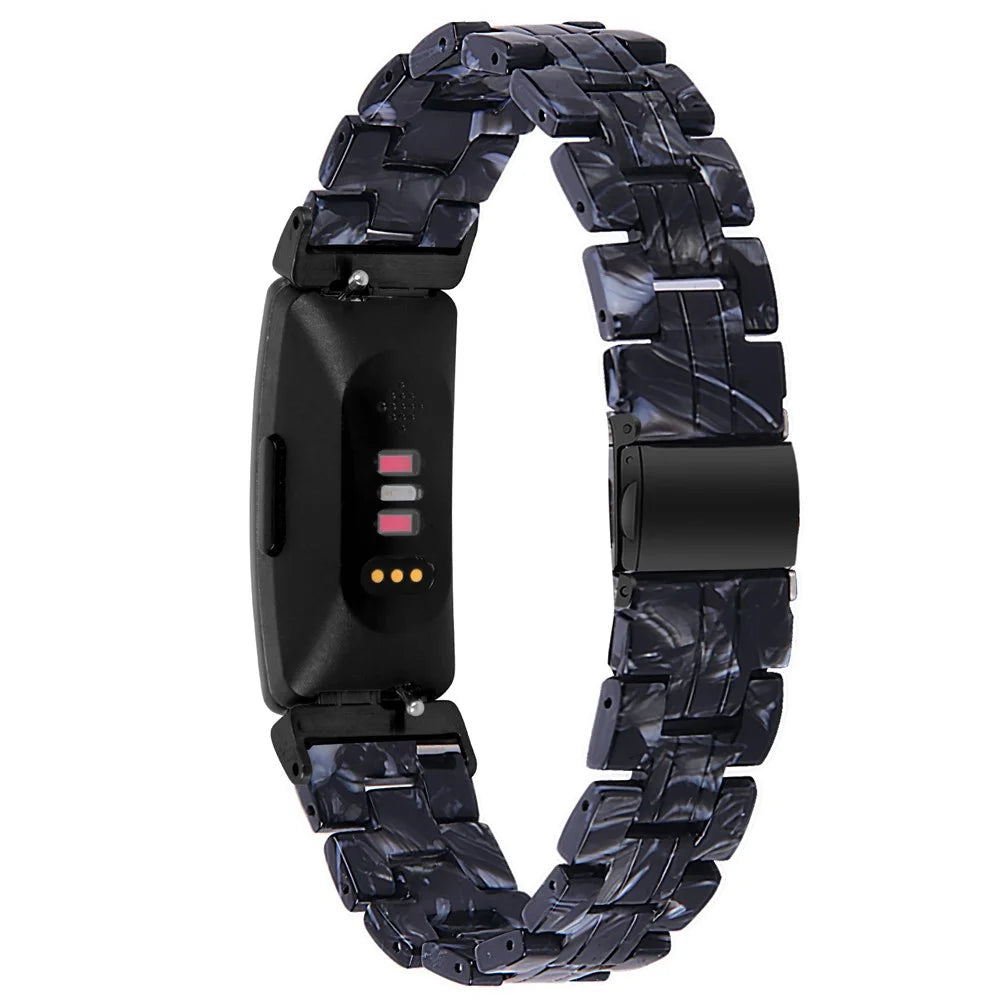 For Fitbit Inspire 2 14mm Resin Watch Band Replace Strap - Black Mix - 1