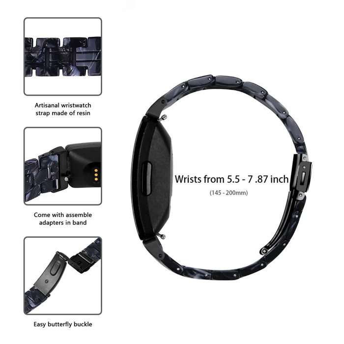 For Fitbit Inspire 2 14mm Resin Watch Band Replace Strap - Black Mix - 4
