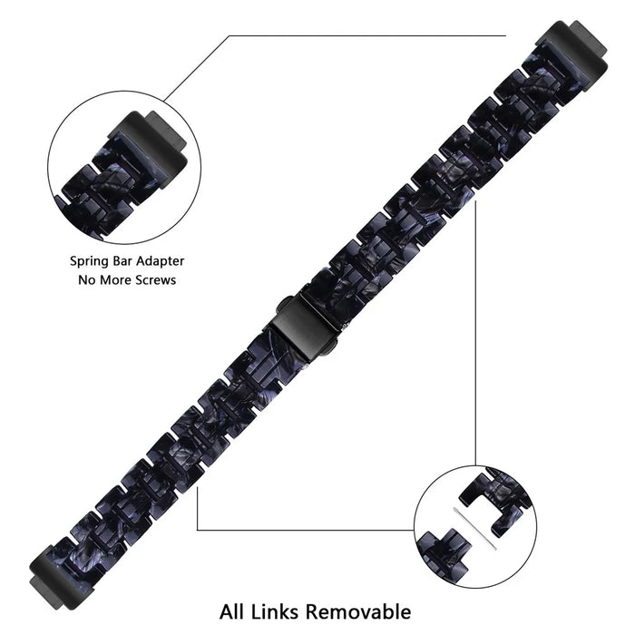 For Fitbit Inspire 2 14mm Resin Watch Band Replace Strap - Black Mix - 5