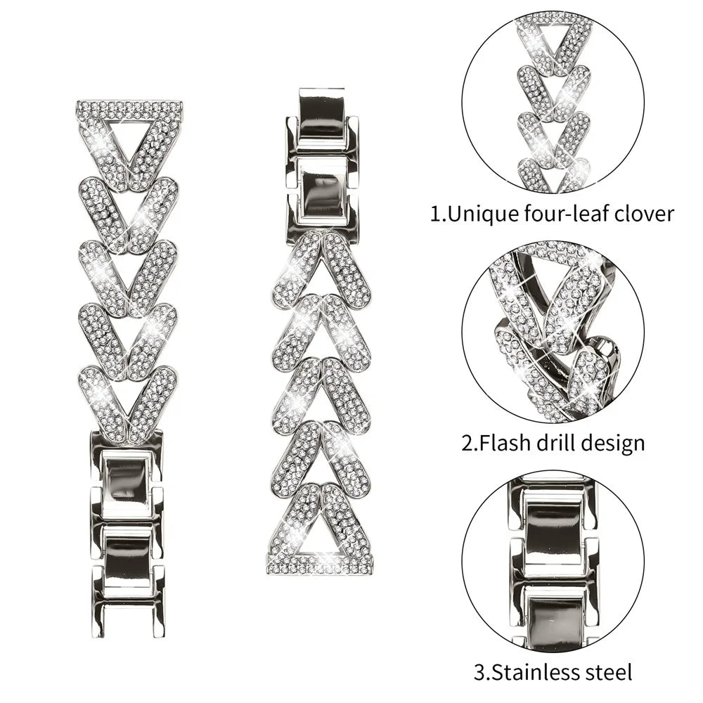Zinc Alloy Twisted Watch Band Rhinestone Decor for Garmin Vivomove Luxe  /  GarminMove Luxe Watch Strap - Starlight - 3