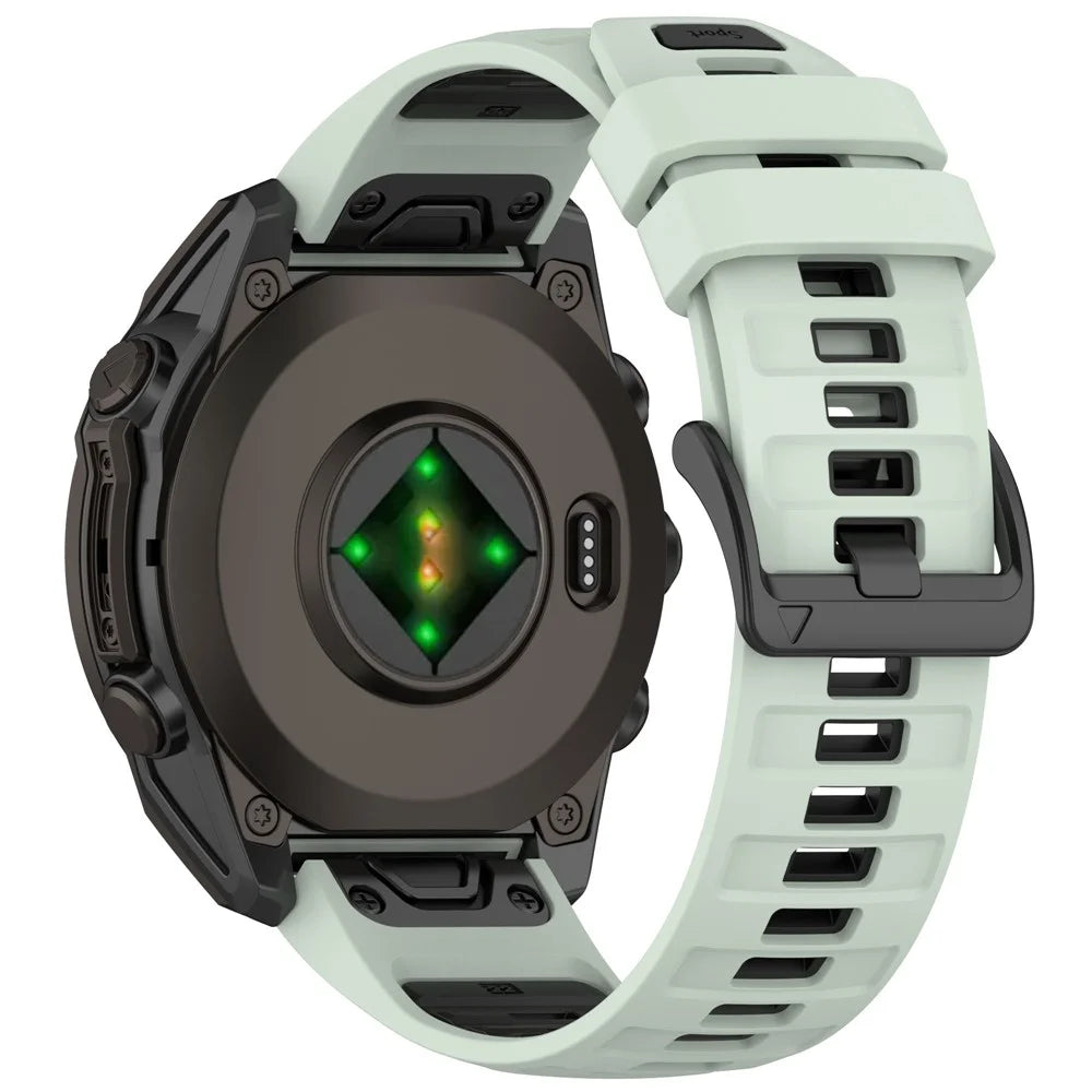 For Garmin Fenix 8 43mm / Forerunner 570 42mm / Fenix 7S Watch Band 20mm Quick Release Silicone Wrist Strap - Mint Green / Black - 1