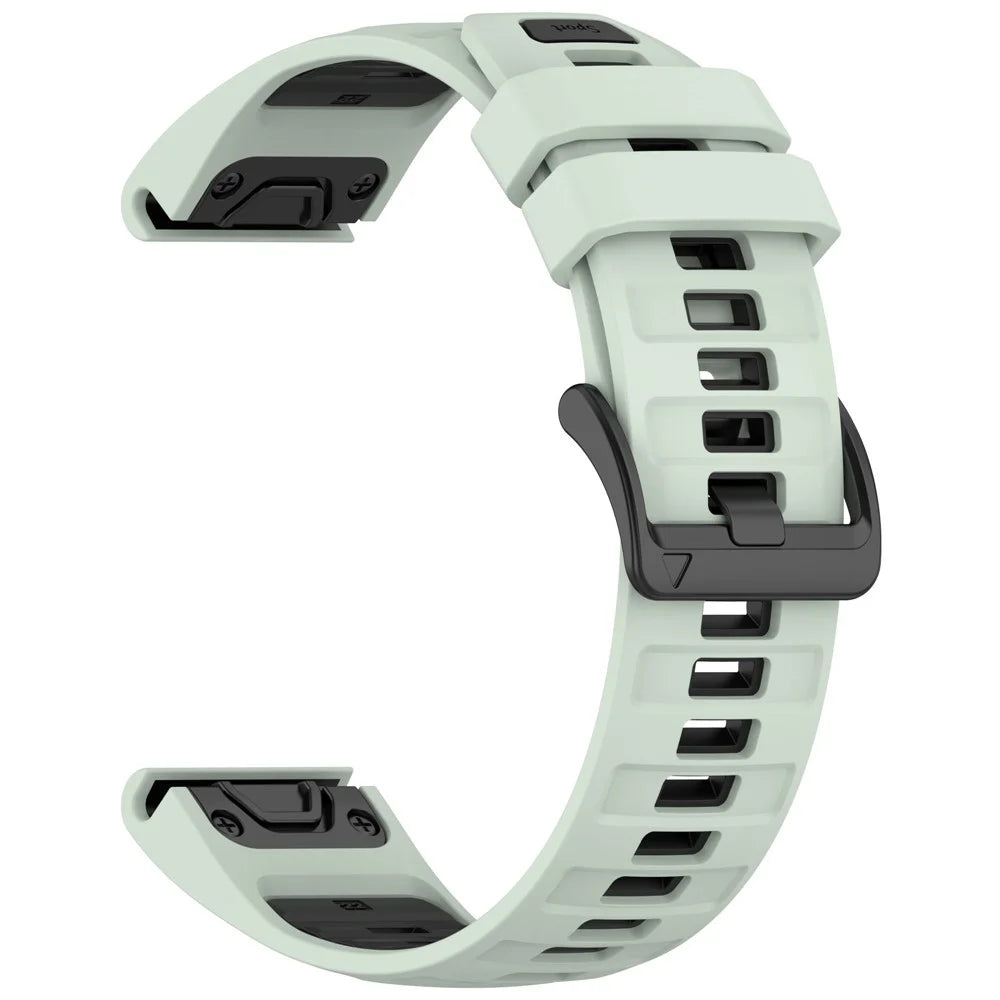 For Garmin Fenix 8 43mm / Forerunner 570 42mm / Fenix 7S Watch Band 20mm Quick Release Silicone Wrist Strap - Mint Green / Black - 2