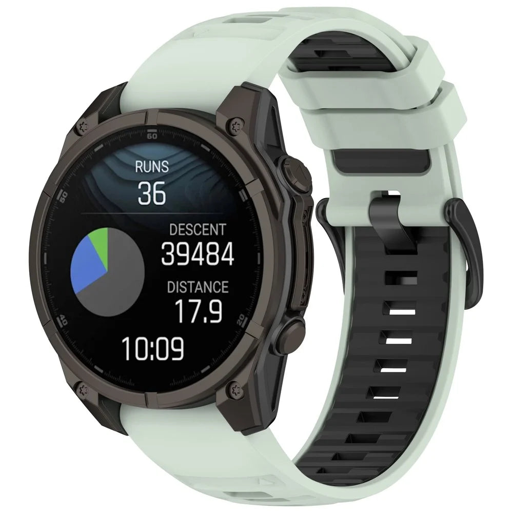 For Garmin Fenix 8 43mm / Forerunner 570 42mm / Fenix 7S Watch Band 20mm Quick Release Silicone Wrist Strap - Mint Green / Black - 4