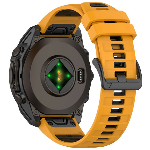 For Garmin Fenix 8 51mm / Enduro 3 / Fenix 7X Watch Band 26mm Quick Release Silicone Wrist Strap - Orange / Black - 1