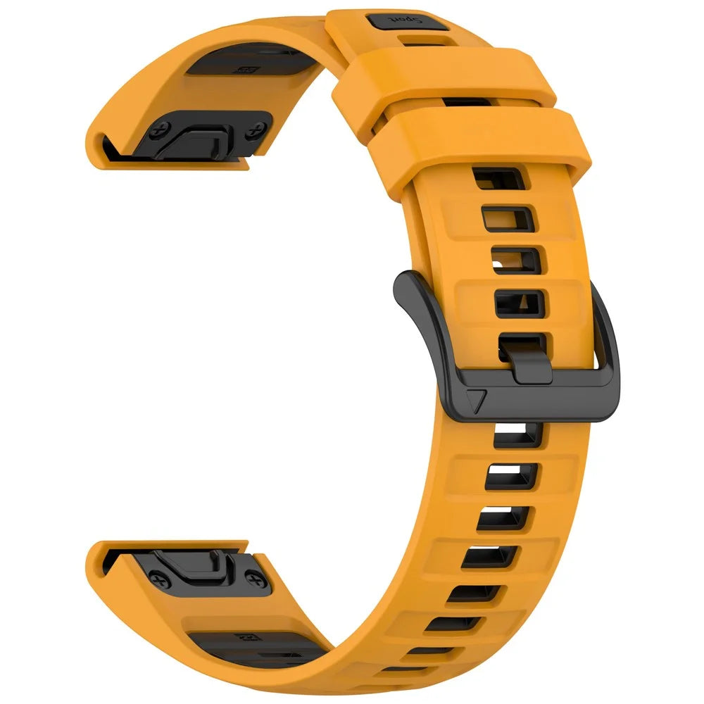 For Garmin Fenix 8 51mm / Enduro 3 / Fenix 7X Watch Band 26mm Quick Release Silicone Wrist Strap - Orange / Black - 2