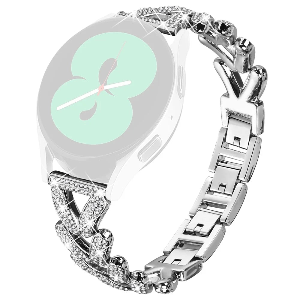 Zinc Alloy Twisted Watch Band Rhinestone Decor for Garmin Vivomove Sport  /  Venu 2 Plus Watch Strap - Silver - 1