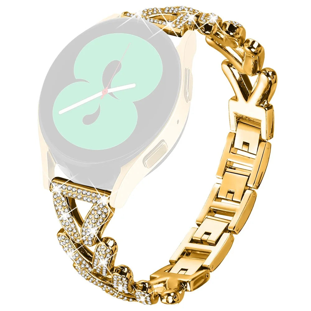 Zinc Alloy Twisted Watch Band Rhinestone Decor for Huawei Watch 2 Watch Strap - Gold - 1