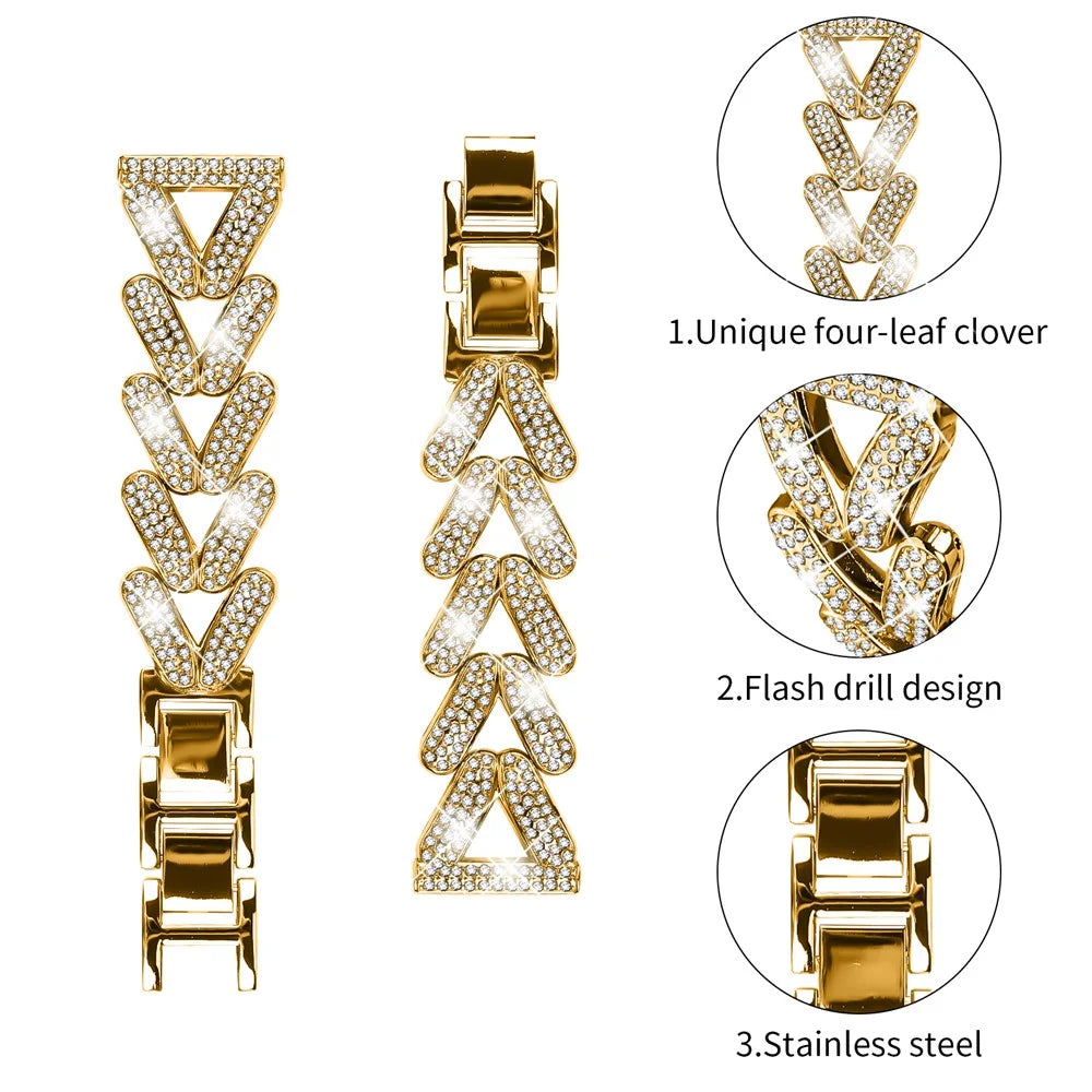 Zinc Alloy Twisted Watch Band Rhinestone Decor for Huawei Watch 2 Watch Strap - Gold - 3