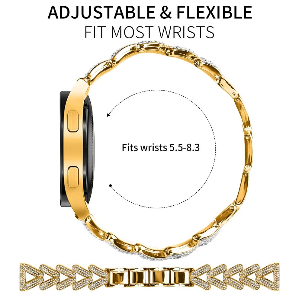 Zinc Alloy Twisted Watch Band Rhinestone Decor for Huawei Watch 2 Watch Strap - Gold - 7