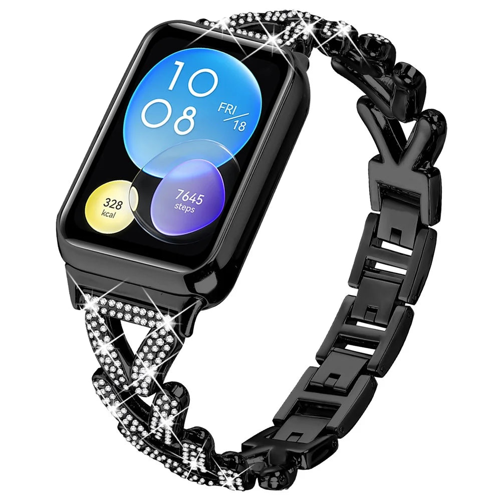 Zinc Alloy Twisted Watch Band Rhinestone Decor for Xiaomi Smart Band 10 Pro / 9 Pro / 8 Pro / Redmi Watch 6 / 5 / 4 Watch Strap - Black - 2