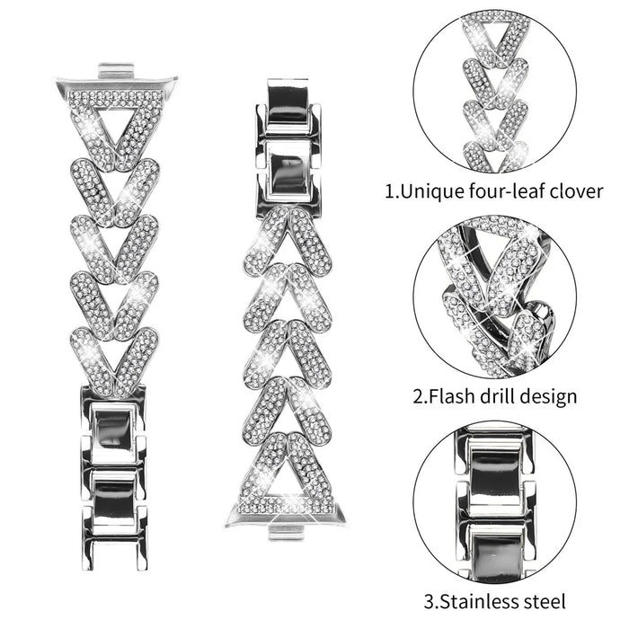Zinc Alloy Twisted Watch Band Rhinestone Decor for Xiaomi Smart Band 10 Pro / 9 Pro / 8 Pro / Redmi Watch 6 / 5 / 4 Watch Strap - Silver - 3