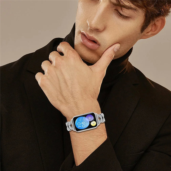 Zinc Alloy Twisted Watch Band Rhinestone Decor for Xiaomi Smart Band 10 Pro / 9 Pro / 8 Pro / Redmi Watch 6 / 5 / 4 Watch Strap - Silver - 5
