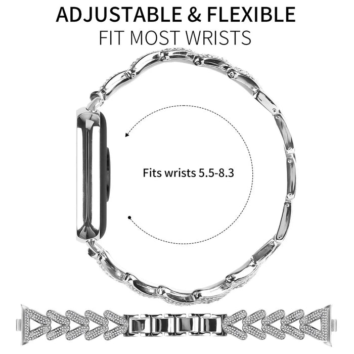 Zinc Alloy Twisted Watch Band Rhinestone Decor for Xiaomi Smart Band 10 Pro / 9 Pro / 8 Pro / Redmi Watch 6 / 5 / 4 Watch Strap - Silver - 7